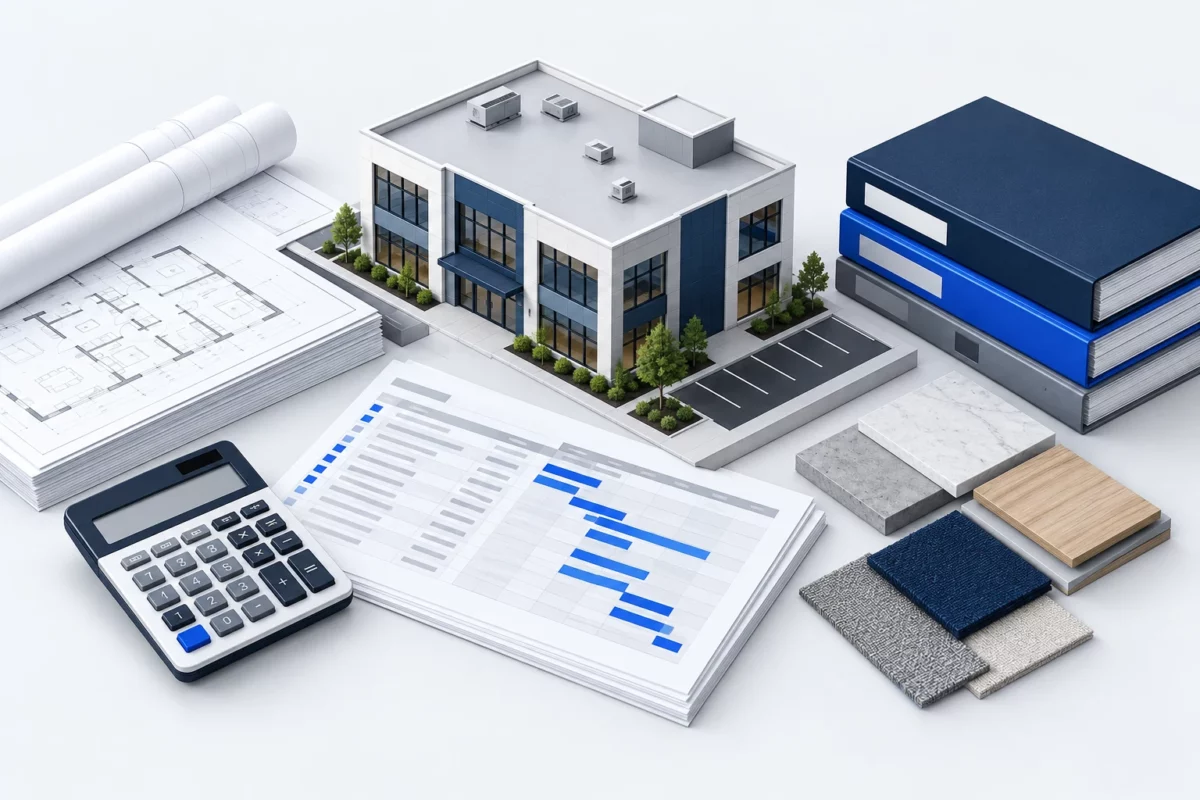 Capital project cost planning with building model, estimate, calculator and material selections.